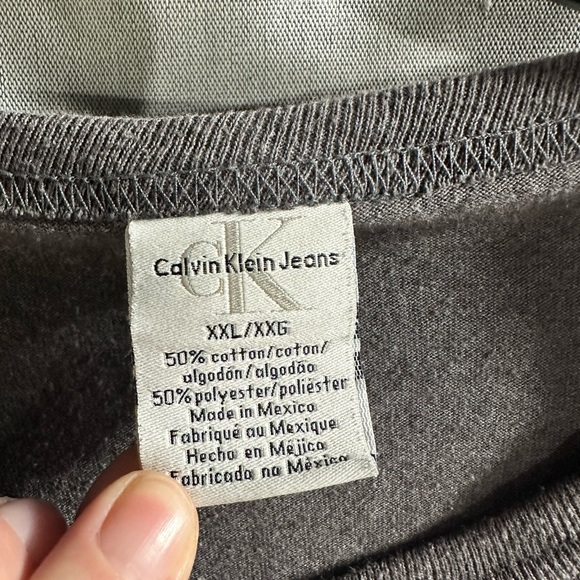 Calvin Klein Jeans Long Sleeve Crewneck Shirt Gray Size 2XL Cotton - Picture 3 of 5